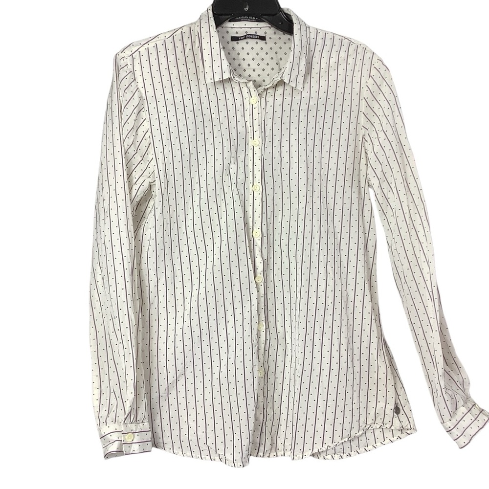 Madison Scotch Stars and Striped White Button Up Blouse